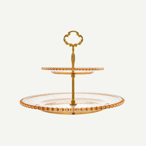 Prato Duplo De Cristal Para Doces Pearl Âmbar