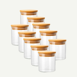 Potes De Vidro Hermético 200ml Tampa De Bambu